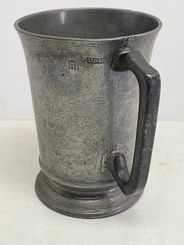 Antique British Quart Pewter Tankard 19th Century Victorian