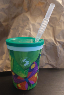 SAN DIEGO ZOO Wildlife Insects Small Plastic DRINK CUP with Straw Souvenir