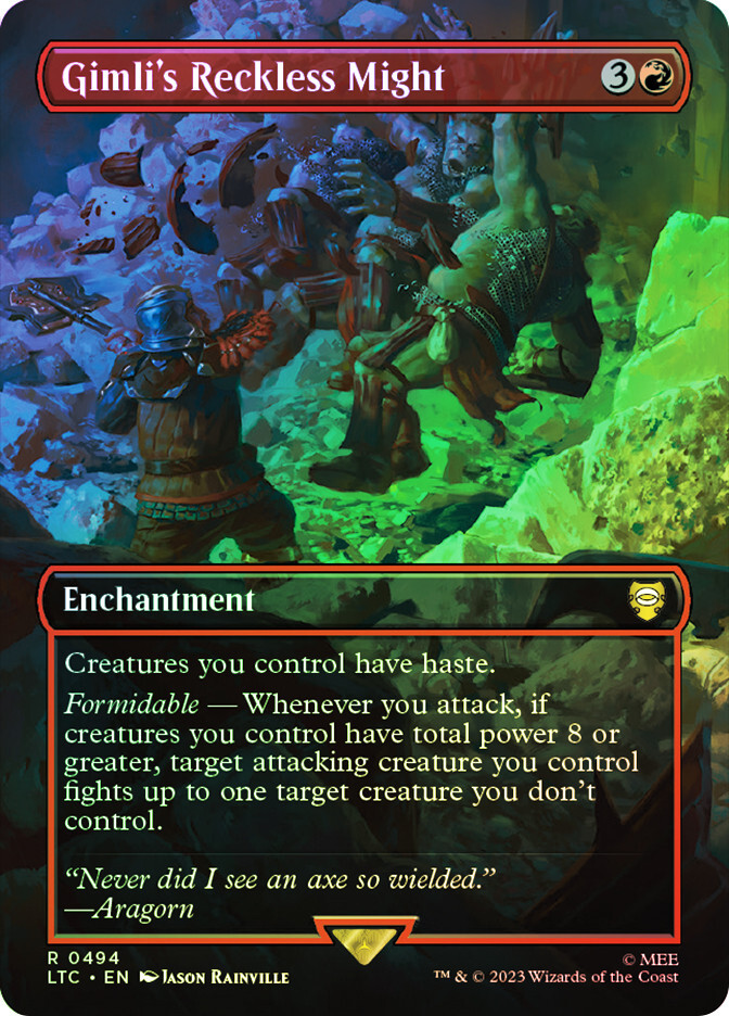 MTG FOIL Gimli's Reckless Might Borderless - The Lord of the