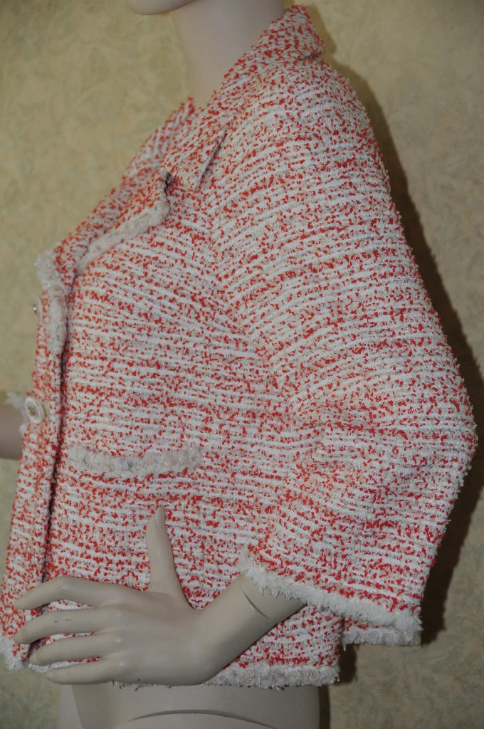 TUTA BLAZER $5590 NUOVA CHANEL RED WHITE FANTASY Tweed ABITO 40 GRANDE CC LOGO
