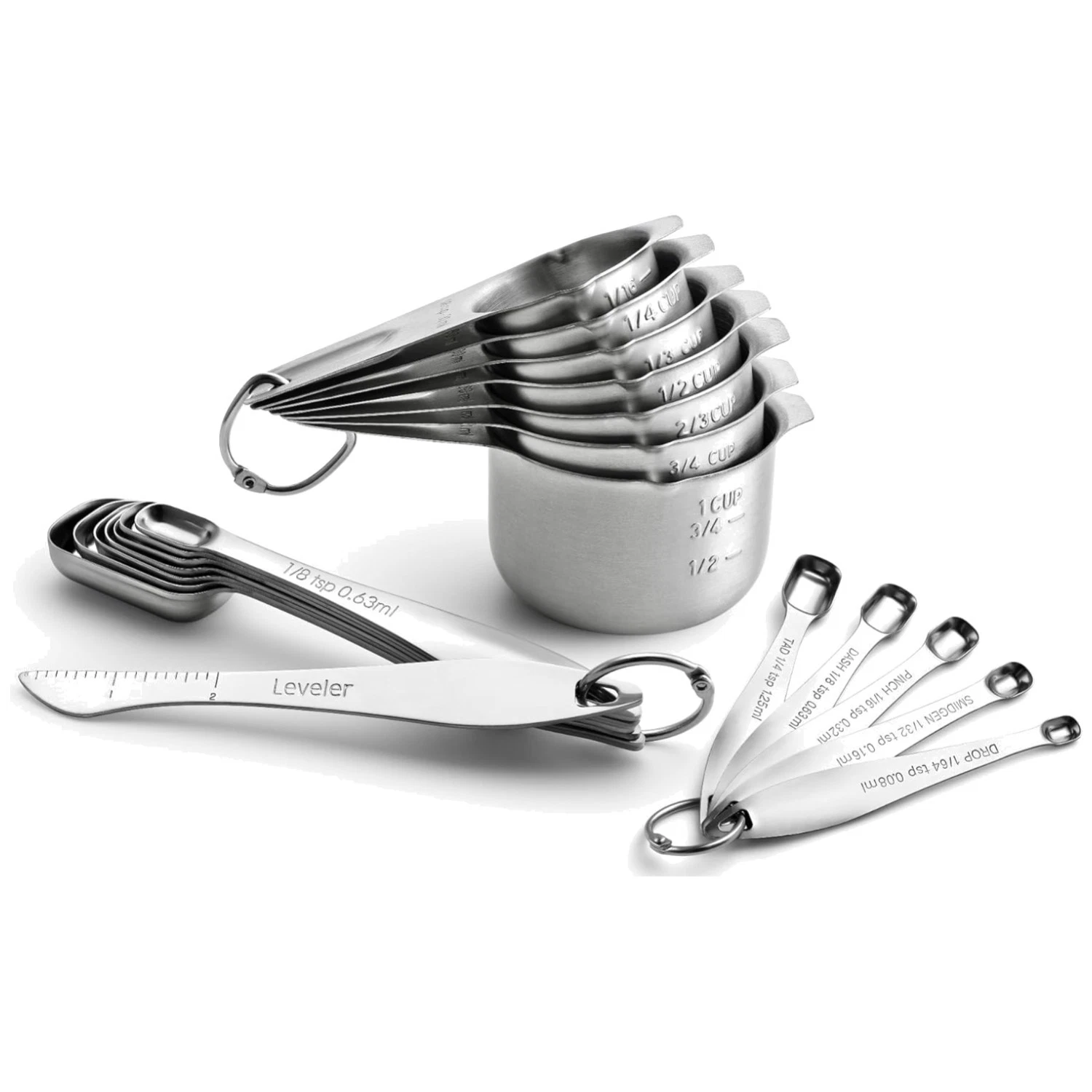 Compact Stainless Steel Measuring Set - 20 Kitchen Tools