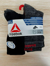 Reebok Men's winter Crew Performance Training Socks 6 Pairs-Black  Grey