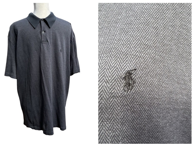 Vintage Polo Ralph Lauren Shirt Golf Charcoal Heather Dark Grey Large EUC