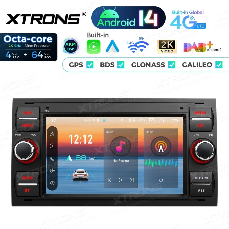 AUTORADIO ANDROID 4/64GB STEREO AUTO FORD FOCUS II C S MAX FUSION GALAXY NAVI - Immagine 2 di 4