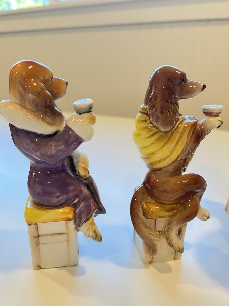 Lot Vintage Enesco Japan THE BAR HOUNDS Dog Figurines & Mug Stein