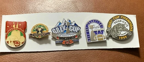 Lot of 5 Vintage CFL Grey Cup Pin Collectibles Bombers Roughriders Ti-Cats
