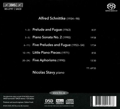 NICOLAS STAVY ALFRED SCHNITTKE: PIANO MUSIC, VOL. 1 NEW SUPER AUDIO HYBRID CD