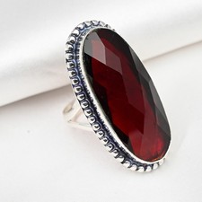 Red Garnet Gemstone Handmade 925 Sterling Silver Jewelry Ring Thanksgiving Gift