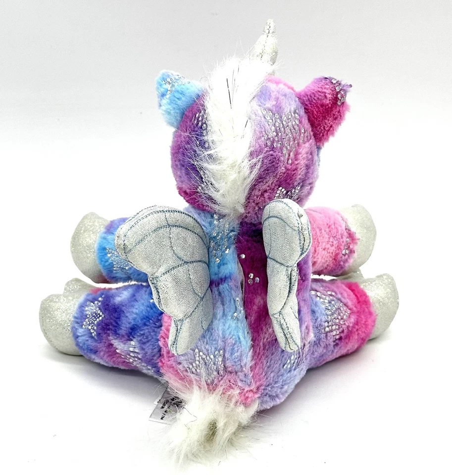 Bear Factory Plush Toy Tie Dye Rainbow Unicorn w/Zipper Pouch 2001 Vintage GUC - Image 4 of 4