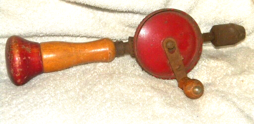 Vintage Stanley 11 1/2" Eierschläger Stil Bohrer mit Griff Aufbewahrung 5 Bits