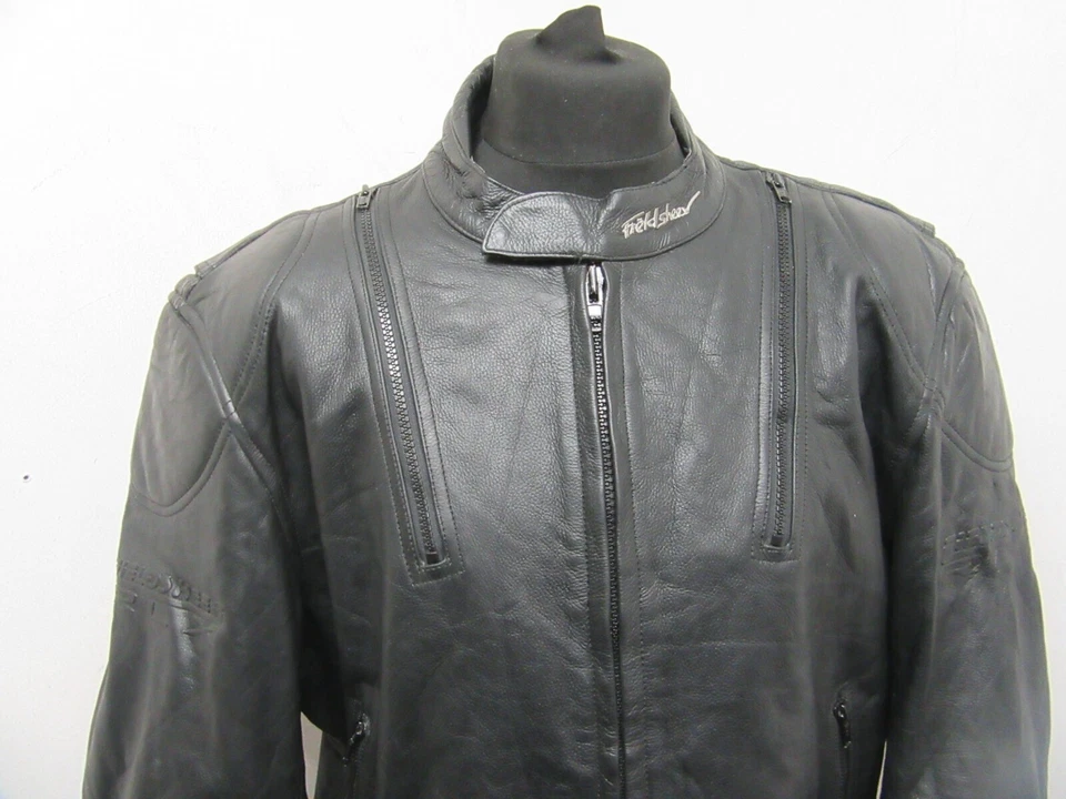 VINTAGE 90'S LEATHER CAFE RACER MOTORCYCLE JACKET SIZE 56 OR XL, FIELDSHEER RLX - Image 3 of 4