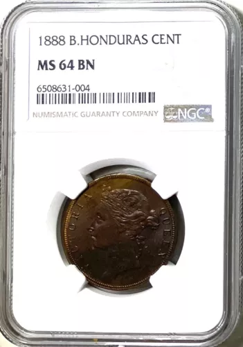 1888 British Honduras Cent NGC MS64 Brown