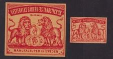 2 Antique India Match Tag BN165934 Lion