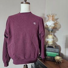 CHAMPION ECO Men's Medium Burgundy Solid Logo Crewneck Pullover Sweatshirt