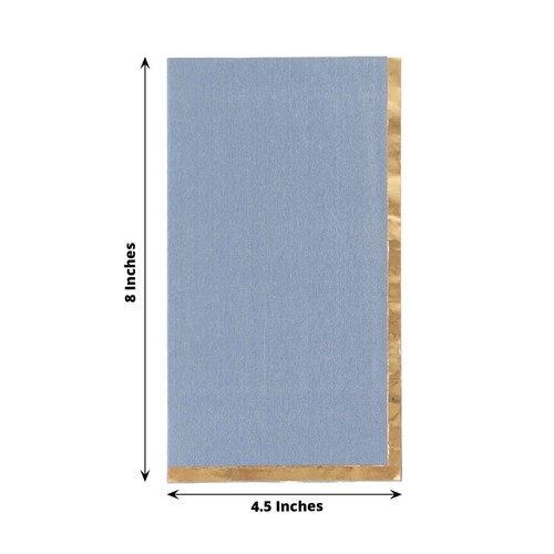 DUSTY BLUE 50 Soft 2 Ply Dinner Paper NAPKINS Foil Edge Party Events Decorations - Picture 3 of 8