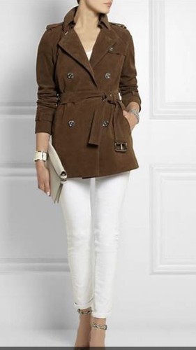Michael Michael Kors Suede Brown Trench Jacket M
