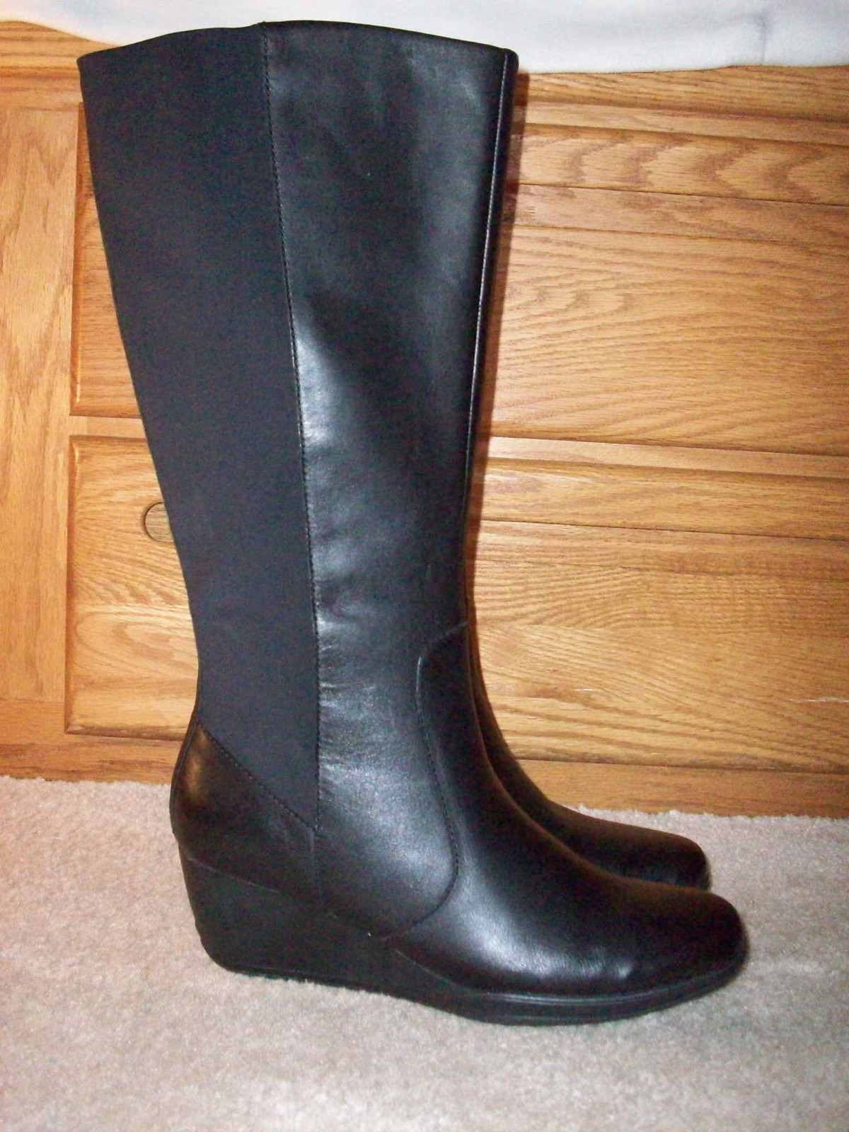 clarks knee high wedge boots