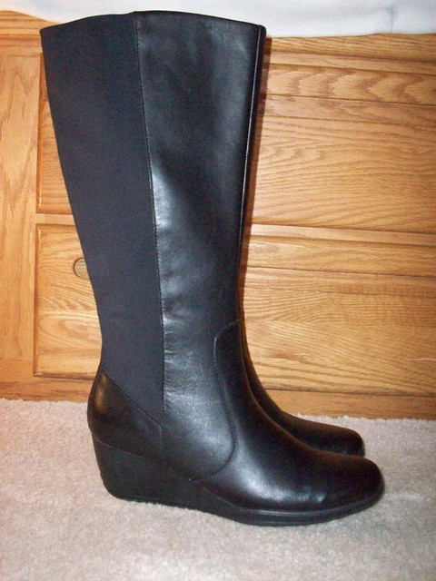 clarks wedge knee high boots