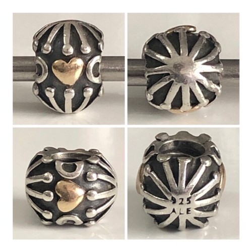 SILVER 14ct GOLD HEART CHARM REF 790430 925 ALE DISCONTINUED | eBay