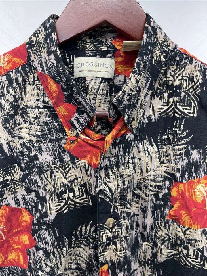 Camisa Crossings Hombre Grande Multicolor Estampado Floral Estilo Hawaiano Foto 3 de 4
