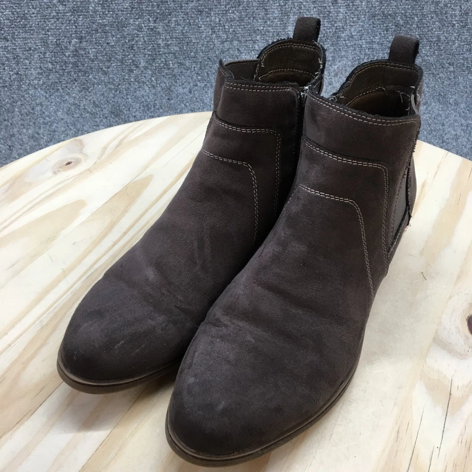 Sugar Boots Womens 9 M Tweak Low Heels Ankle Booties Brown Fabric Side Zipper - Image 3 of 4