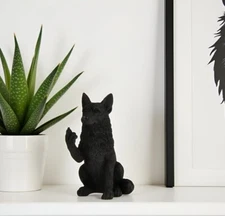Black German Shepherd Raising Middle Finger Figurine - Holiday Stocking Stuffer