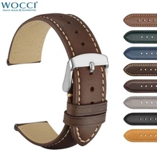 WOCCI Vintage Leather Watch Band 14 15 16 17 18 19 20 21 22 23 24mm Strap
