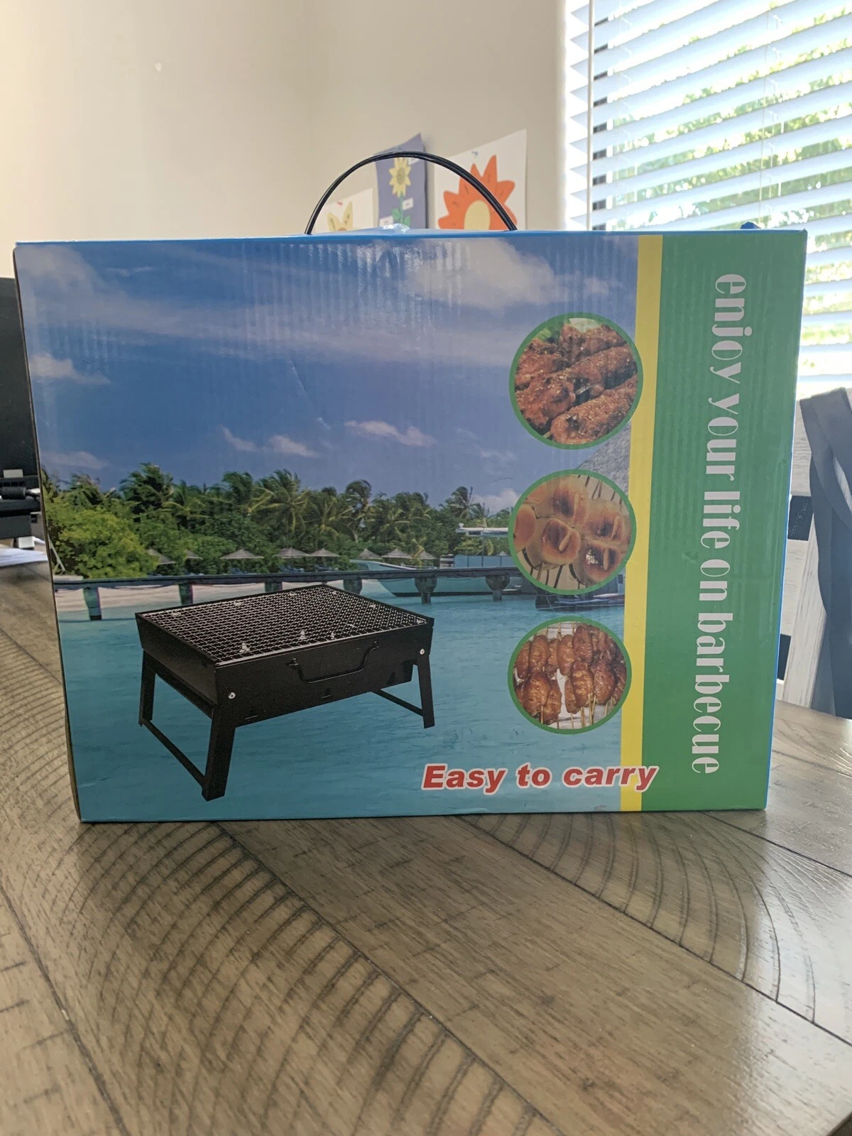 BBQ Charcoal Grill, AGM Folding Portable Lightweight Mini BBQ 36X29X7.5cm NEW