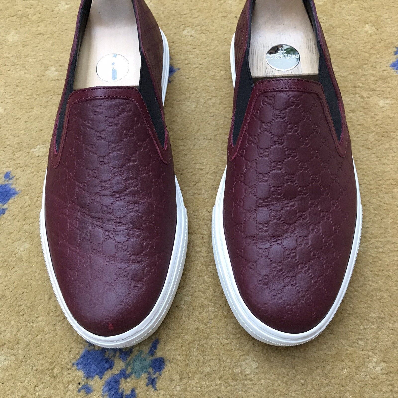 Gucci Trainers Sneaker Shoes Monogram G Leather Red Deck Mens US 7 UK 6.5 40.5 thumbnail 6