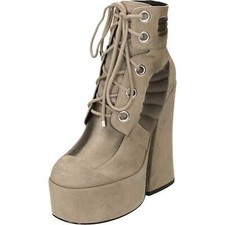 Shellys London grau Schnürstiefeletten Wildleder High Heel Plateau Satin