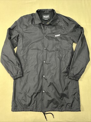 10 Deep Mens Windbreaker Jacket Medium Black Pockets Long