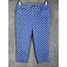 Talbots The Perfect Crop Curvy Pants Womens Sz 14 Blue Butterfly Stretch Pockets