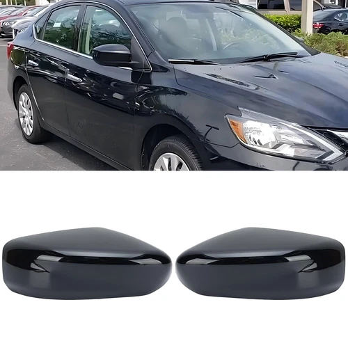 Gloss Black Door Side Wing Rearview Mirror Cover Cap For 2013-2019 Nissan Sentra