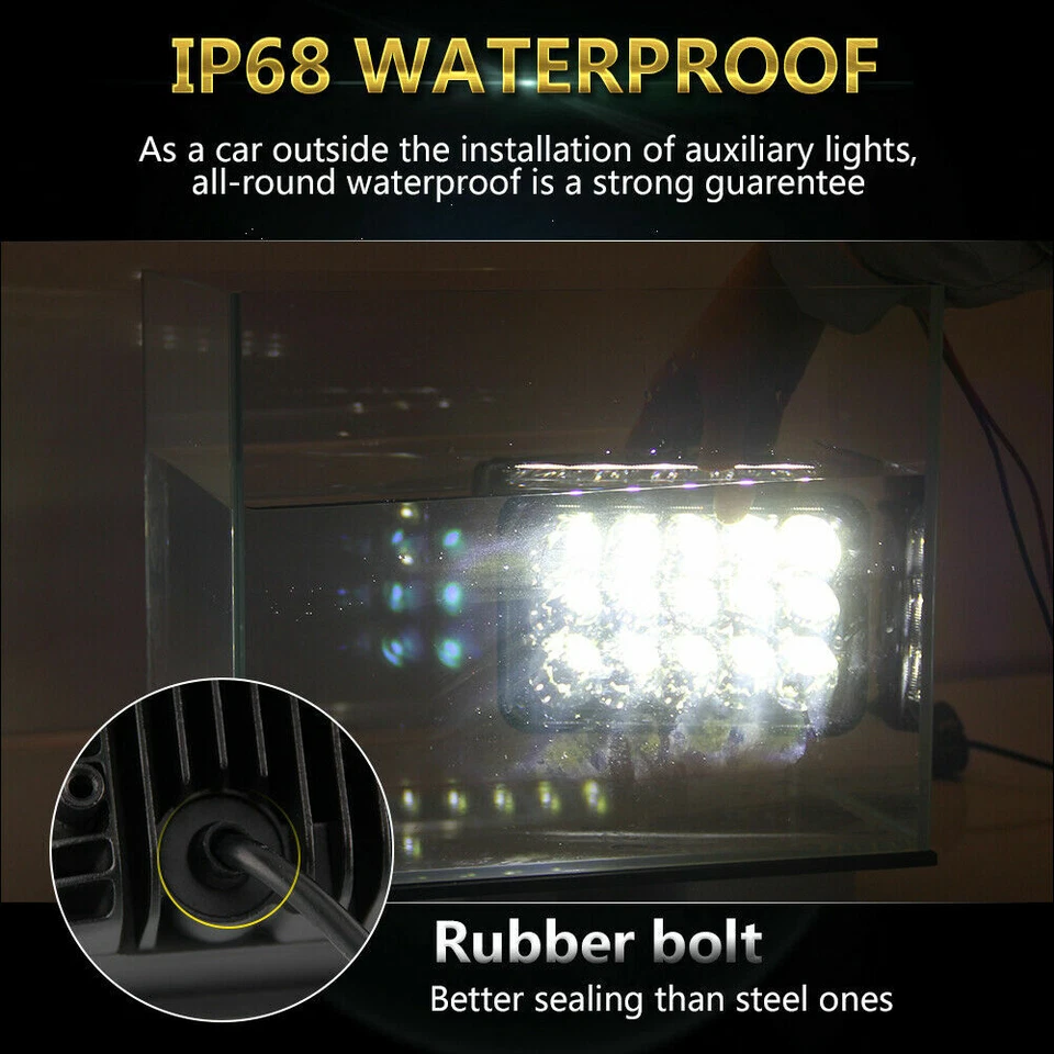 Faros LED negros sellados punto 4 piezas 4x6" haz alto/bajo aptos para Chevy C10 C20 K20 Foto 3 de 4