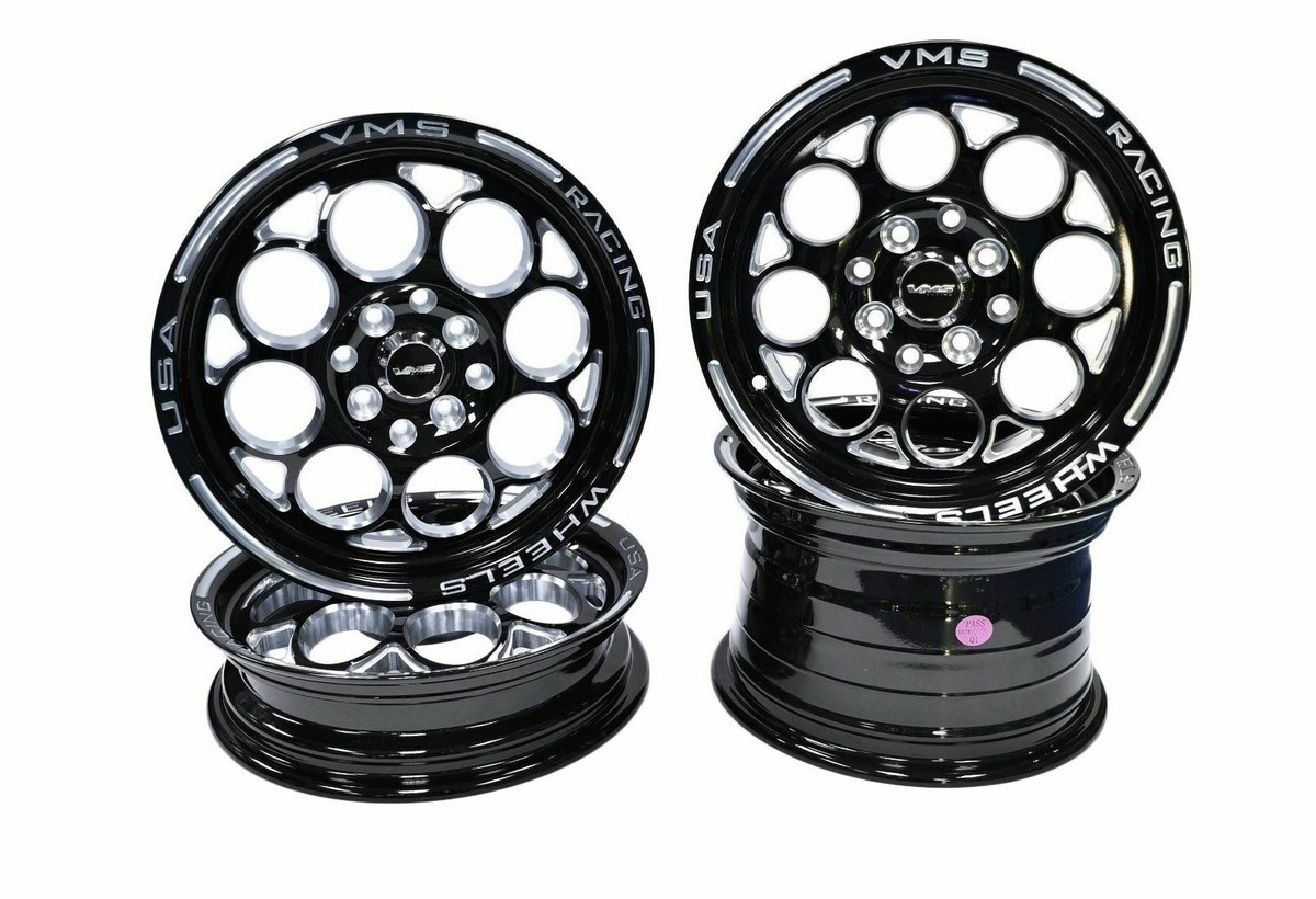 VMS Racing Front & Rear Black Modulo Drag Pack 15x3.5 & 15x8