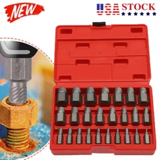 25 PC Multi-Spline Screw Extractor Set Hex Head Bit Socket Wrench Bolt Remover