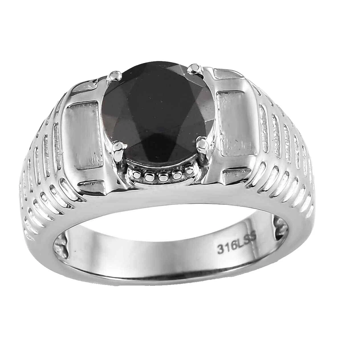 Espinela Anillos Negro de Acero Inoxidable para Hombres