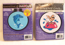 Set of 2 Dimensions Learn a Craft Cross Stitch Perky Puppy 73039 Dolphin 72533