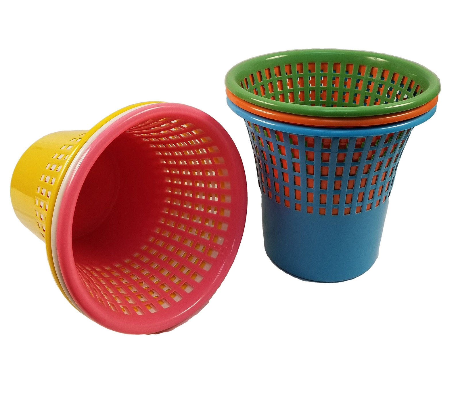 Waste Basket Bins Weave Top Assorted Colors 3 Gallon Size Java Set of 3 ...