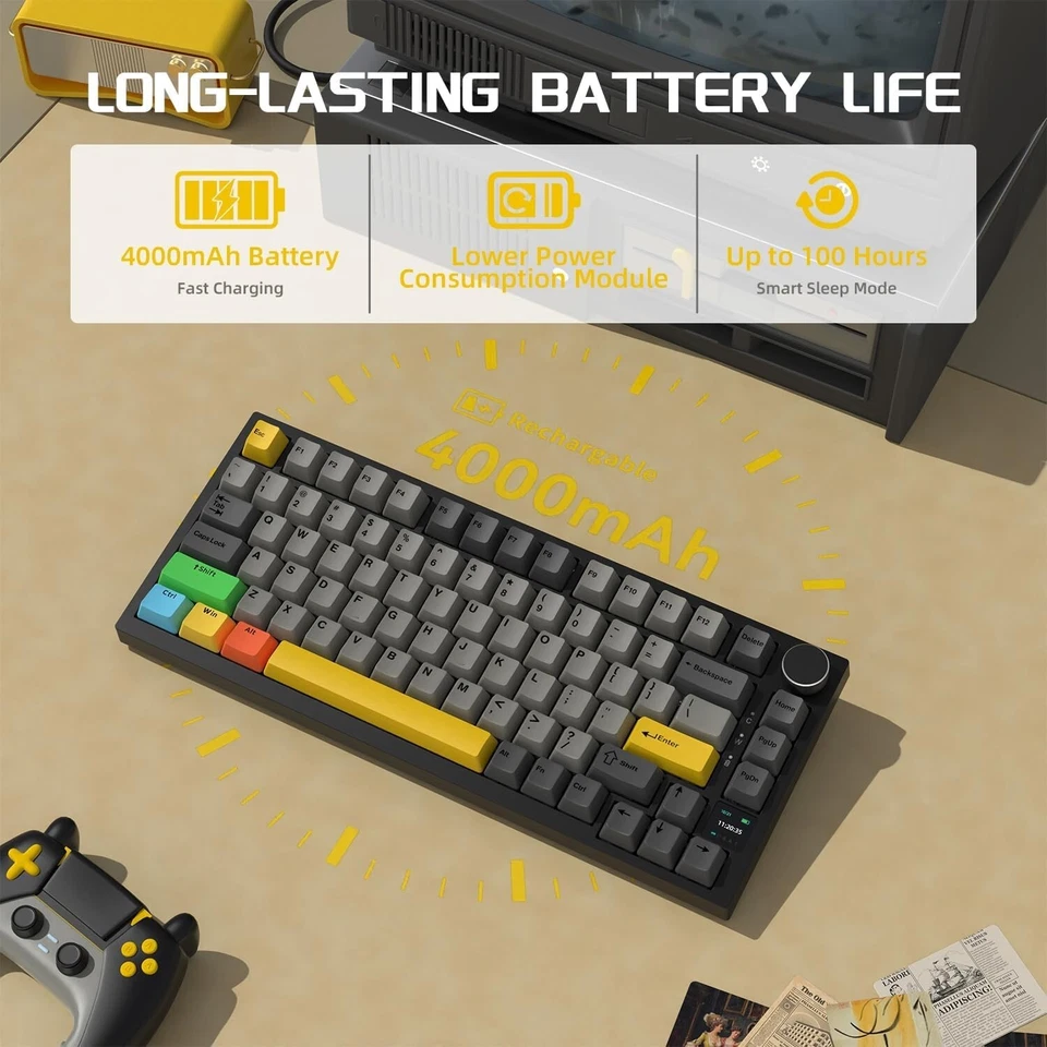 AJAZZ AK820 Pro Wireless Mechanical Gaming Keyboard Hot Swappable TFT Display - Image 4 of 4