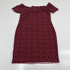 Shein Burgundy Heart Print Off The Shoulder A-Line Dress Womens Size Large NEW
