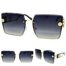 Oversized Classic Elegant Vintage Retro Style SUNGLASSES Large Square Gold Frame