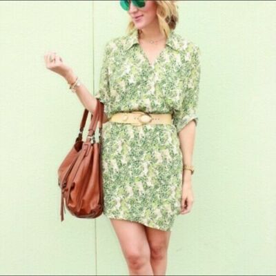 CAbi Faux Wrap Dress Sz S Womans Green Leaf 3/4 Sleeve Elastic Waist Style #280 | eBay CAbi Faux Wrap Dress Sz S Womans Green Leaf 3/4 Sleeve Elastic Waist Style #280 | eBay