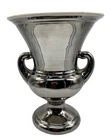 Vintage Haeger Pottery Silver Platinum Glazed Trophy Urn Vase 9” Lustre