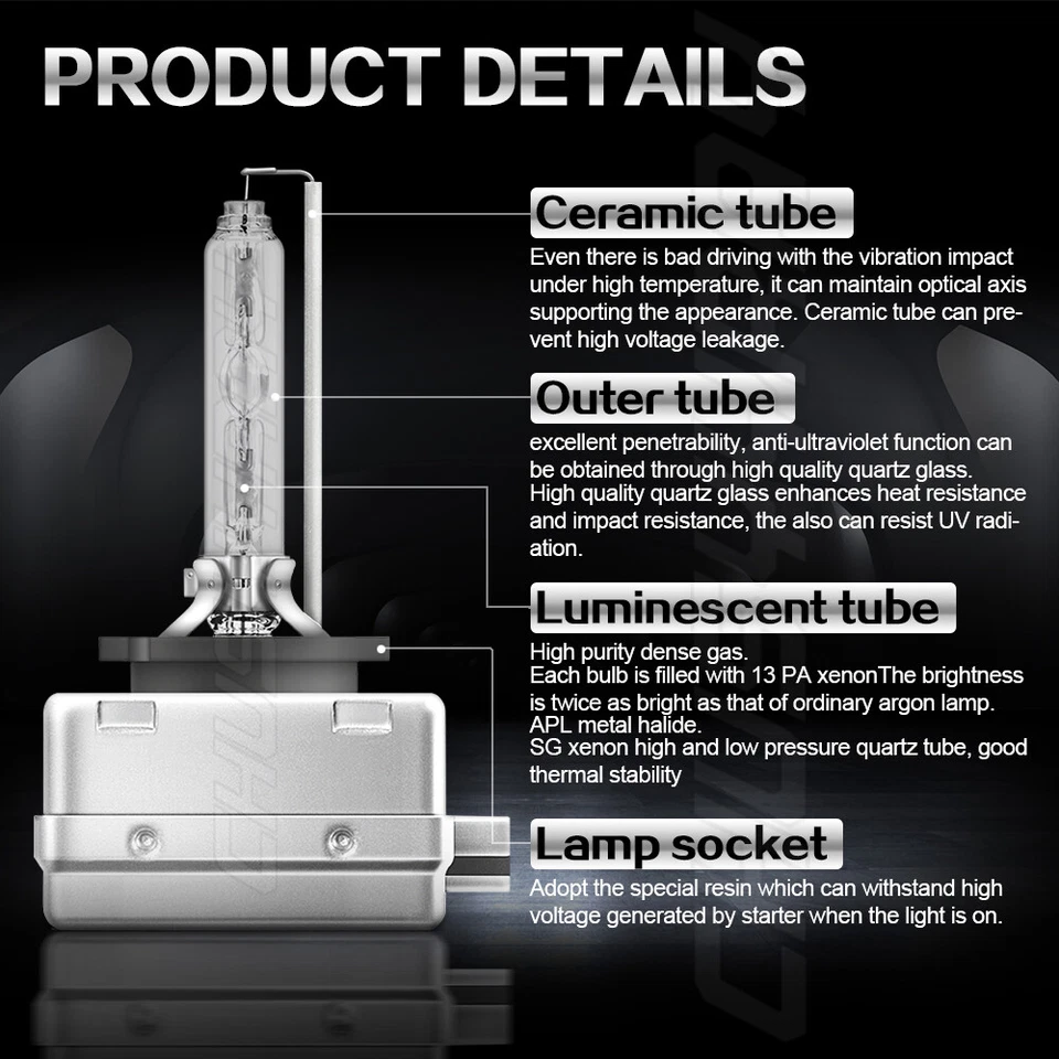 Se adapta a bombillas de faros de xenón HID para Lincoln Navigator 2003-2006 haz bajo 2 piezas Foto 4 de 4