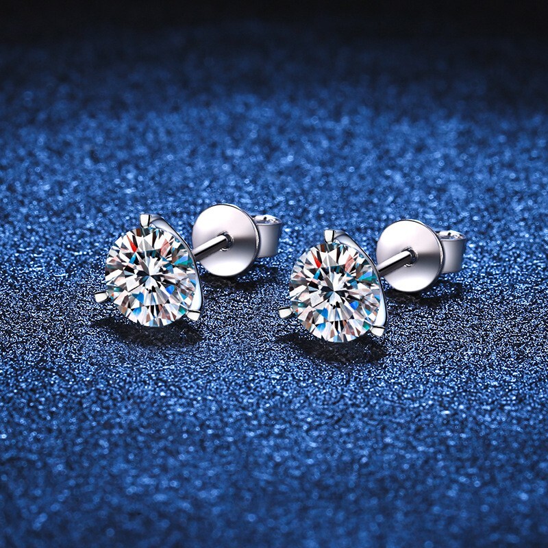 Lab-Created Moissanite Octagon Stud Earrings in Sterling Silver 3 CTW Moissanite Stud Earrings | 1.5 CT Each | S925 Sterling Silver | 6-Prong main image 1