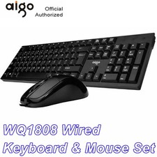 Black Silent Computer Keyboard Mouse Wired 104 keys Combo Set For Windows  mac