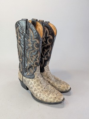 Vintage Tony Lama Diamondback Rattlesnake Cowboy Boots Sz 9 Exotic Style 8845