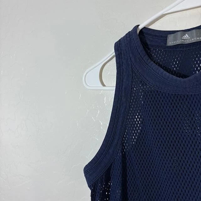 Adidas Stella McCartney Shirt Womens XS Navy Blue Mesh Racerback Athletic - Image 2 of 4