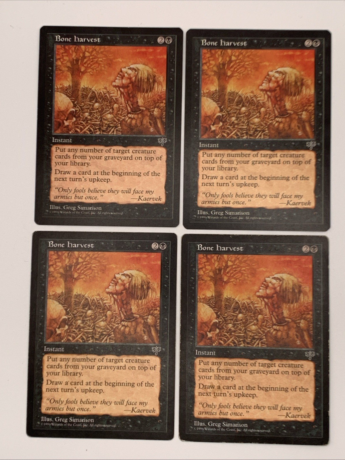 MTG MP Bone Harvest X 4 Mirage Free Shipping & Tracking